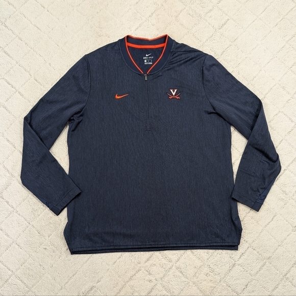 Nike Other - Nike Jacket Mens XL Blue Navy Virginia Cavaliers Coaches ¼ Zip Pullover Collar